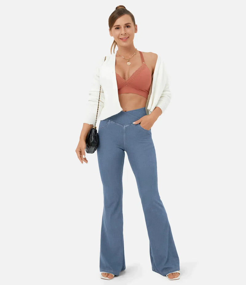 Calça Jeans Ajum de Cintura Alta Cruzada - Compre 1 LEVE 2 + Brinde Exclusivo