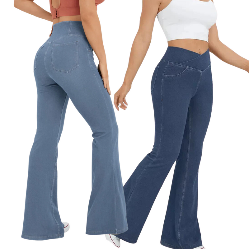 Calça Jeans Ajum de Cintura Alta Cruzada - Compre 1 LEVE 2 + Brinde Exclusivo